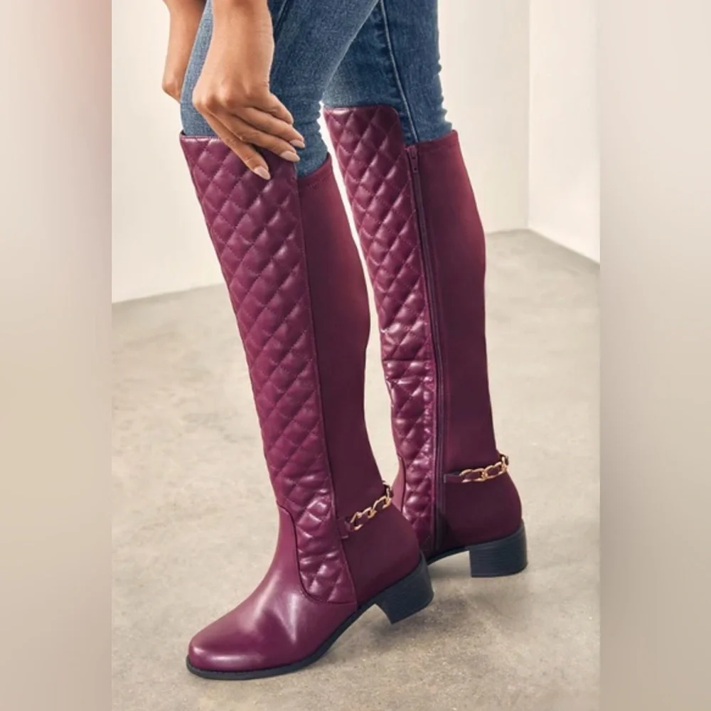 🛍️💝JUSTFAB: Argo Quilted Riding Boot🛍️💝 - Picture 1 of 16